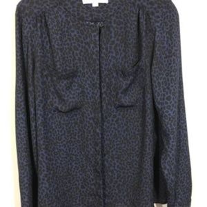 LOFT Utility Navy & black animal print top size sm